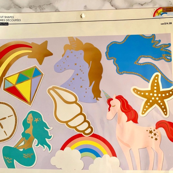Mermaid and Unicorn Themed Die Cut Shapes -20 pc (NEW) - Picture 2 of 5